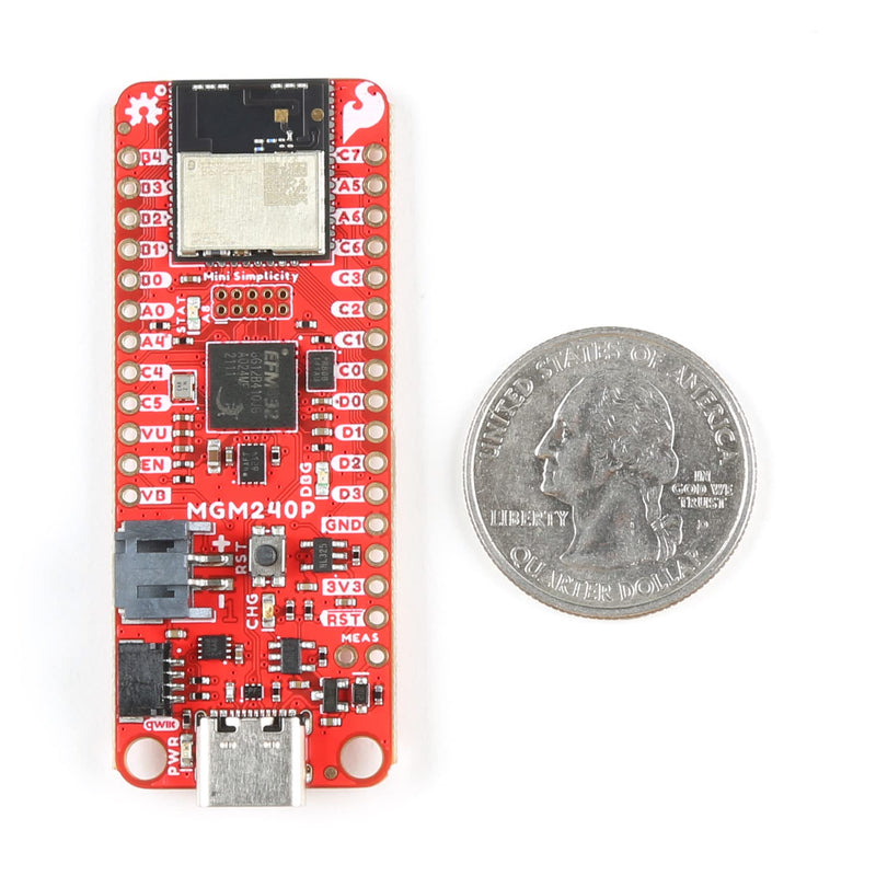 SparkFun Thing Plus Matter - MGM240P Wireless Module Thing Plus Form-Factor (Feather-Compatible) USB-C Connector, Board Dimensions (Inches): 2.30" x 0.90"