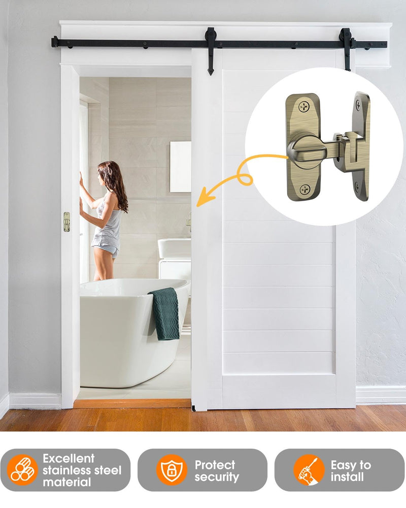 90/180 Degree Barn Door Lock, Small Flip Gate Latches Hardware, Security Sliding Door Latch Lock fo Cabinets, Barn, Bathroom, Garden (Bronze-2Pcs) Bronze-2Pcs