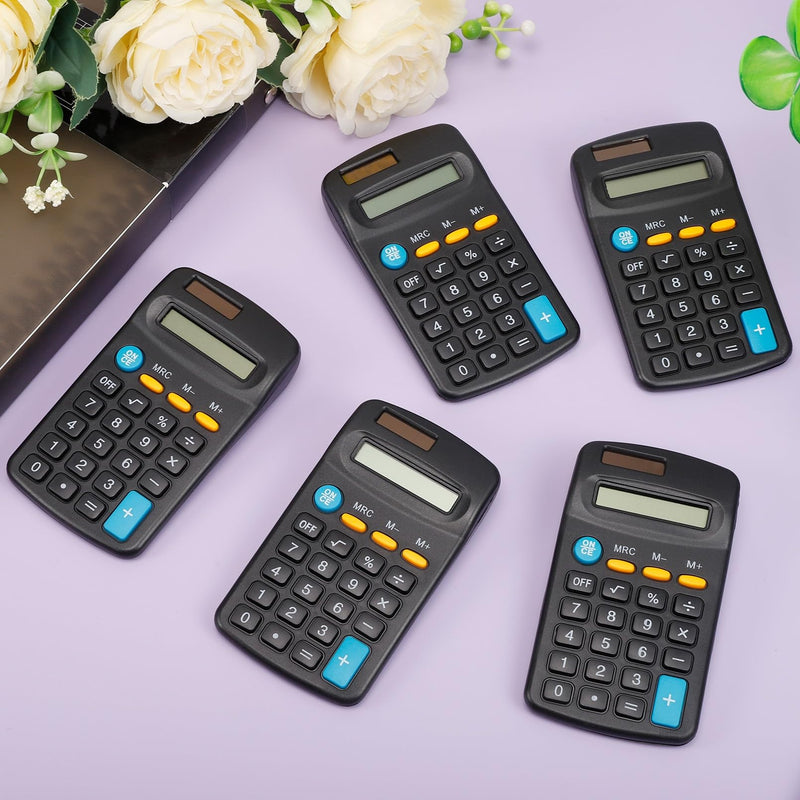 24 Pack Pocket Calculator,Mini Calculators,Pocket Size Basic Calculators,Solar Battery Dual Power Desktop Calculators,8 Digit Display Basic Calculator for Students Kids Home Office(Black) Black, 24 pcs