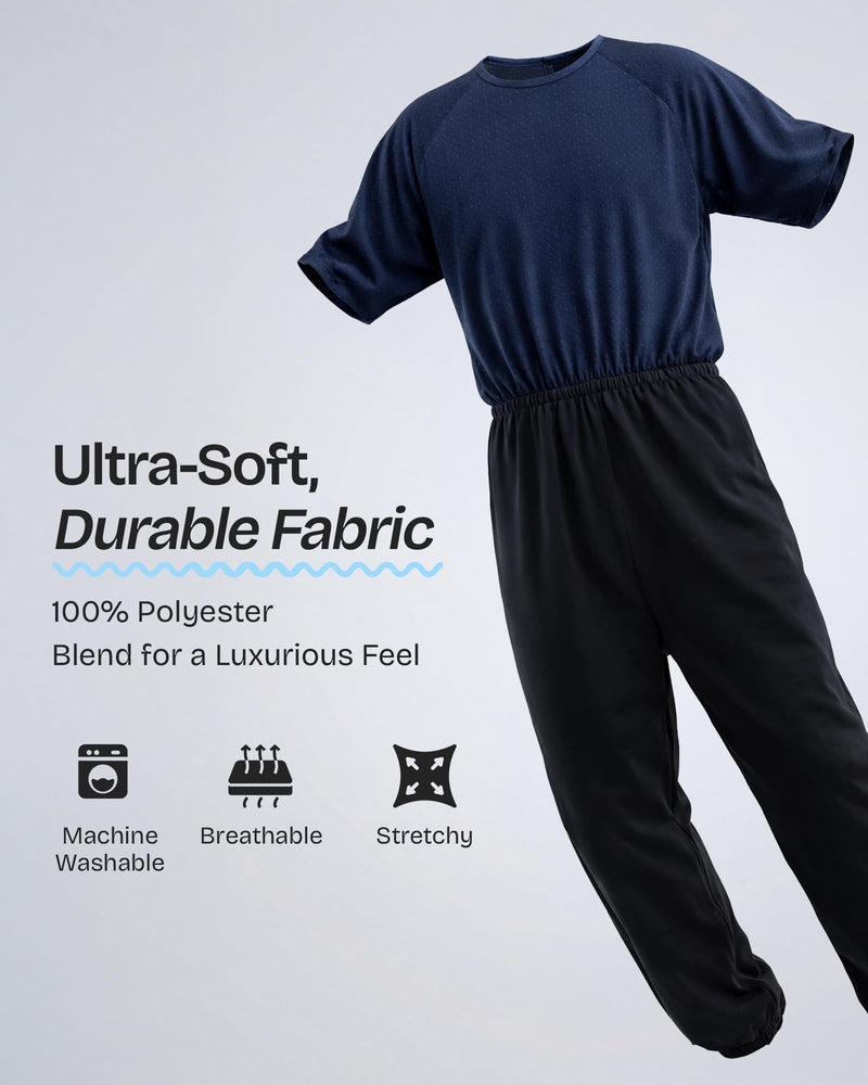 Ovidis Dementia Clothes - Alzheimers Anti-Strip Jumpsuit with Back-Zipper for Elderly Men - Bobby Medium Starlight