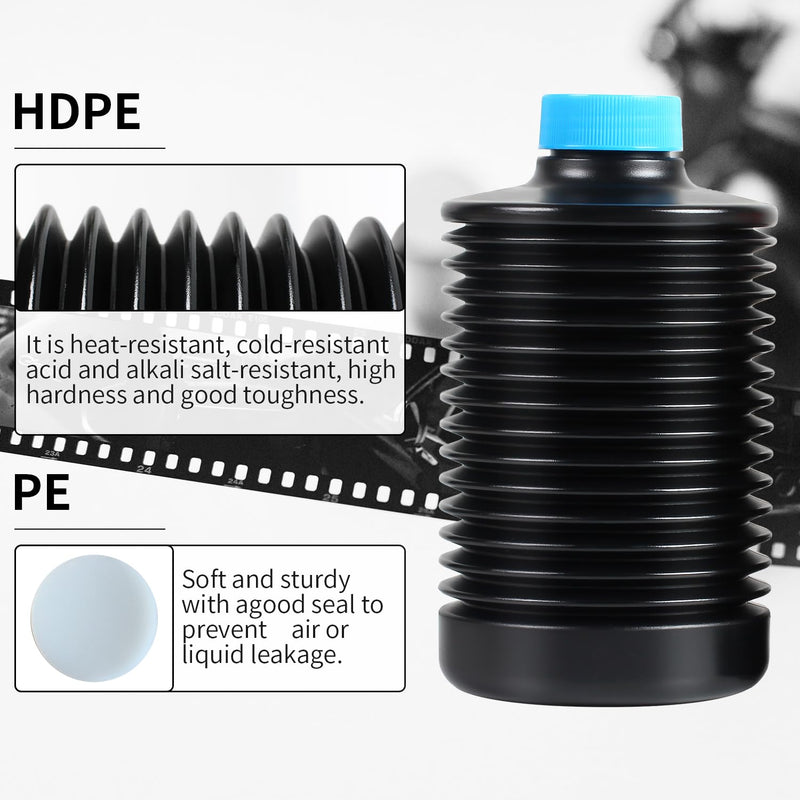 eTone 3X 1000ml Collapsible Darkroom Chemical Storage Bottles Foldable Liquid Container Film Photo Developing Processing Equipment Anti Oxidation Storage Laboratory Accessories