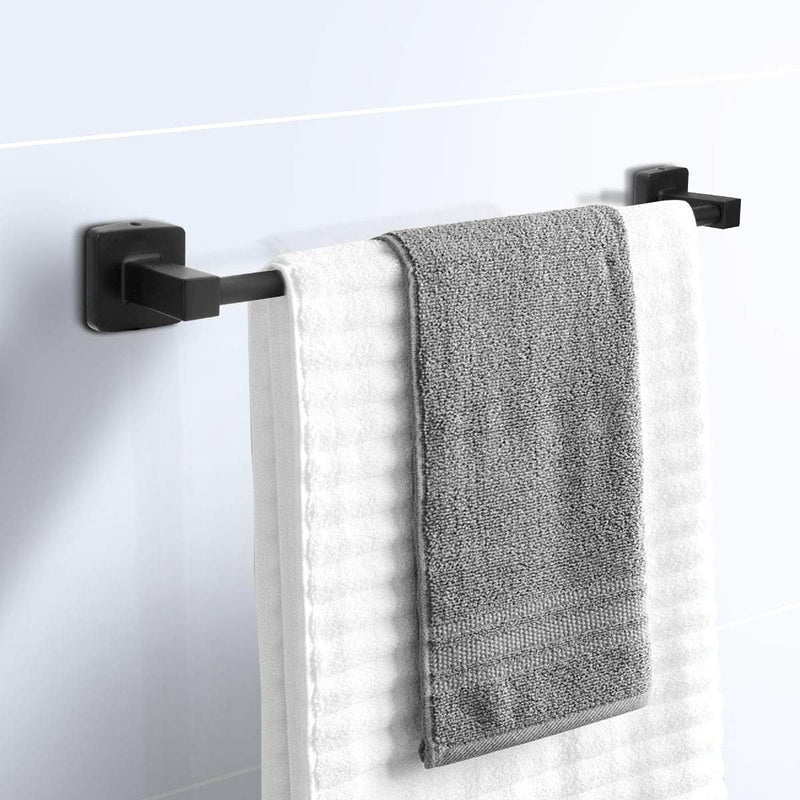 Matte Black Bathroom Hardware Set 4 Pieces,Towel Bar Set Includes 17In Hand Towel Bar, Towel Ring, Robe Towel Hooks,Toilet Paper Holder, Bathroom Towel Rack Set Matte Black