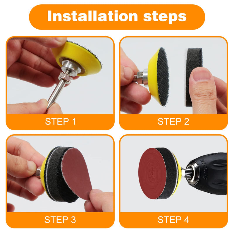 KONGMING 130 pieces sandpaper Velcro 2 inch 50 mm grit 80 100 120 150 240 320 400 600 800 1000 1200 2000 3000 sanding discs pad kit polishing pad adapter 130 pieces sandpaper 50 mm Velcro