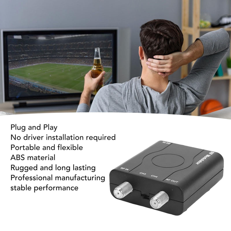 RF ModulatorCoaxial Adapter UHF Demodulator Composite Converter with Antenna, Supports NTSC Output, 1080P PLL Control, Fine Workmanship for Fire Stick PS3 Cable Box HD