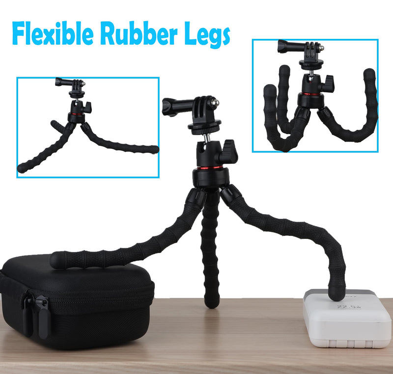 Flexible Camera Tripod Compatible with GoPro Hero 13, 12, 11,10, 9 Bendable Tripod 360° Rotation Mount Stand for Vlogging