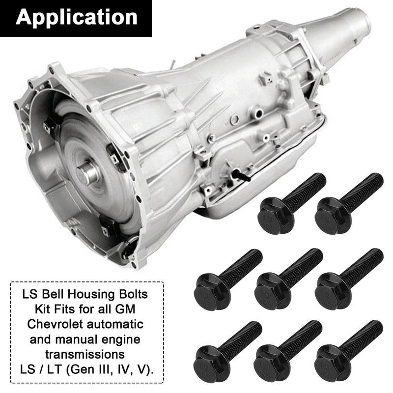 LS Engine Transmission 4L60e Bell Housing Bolts Set Kit Also fits 4L80e T56 LS1 LS2 LS3 LS6 LQ4 LQ9 L33 L82 L83 L84 L86 L87 L92 L99 LT1 LR4 L8B 551652