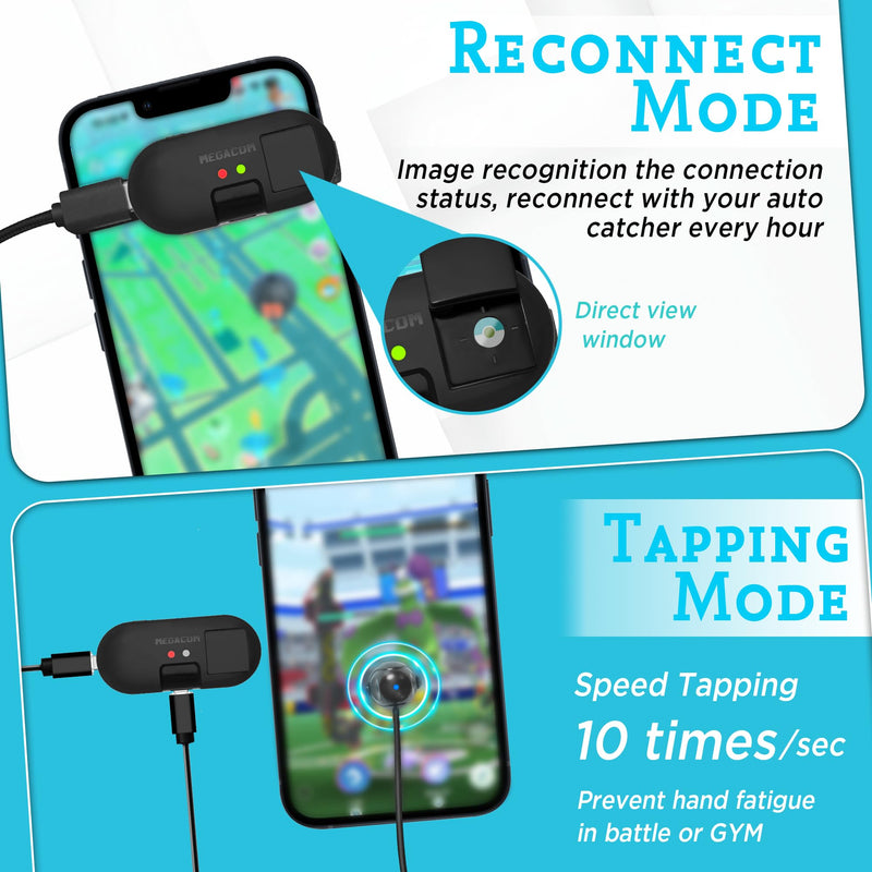 megacom Tapmon - Auto Reconnect & Tapper compatible for PoGo Plus+, Auto catcher and DuoMon - Pocket Monster Uninterrupted Catching - iPhone X/11/12/13/14/15