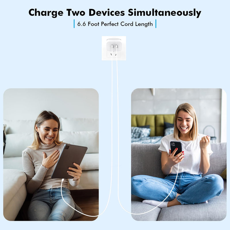iPhone 15 Charger,Apple Charger Fast Charging,2Pack 40W Dual Port Power Delivery Apple Charging Block,2Pack 6FT USB C to C Fast Charger Cable,USB C Charger for iPhone 15/15 Pro/iPad Pro/iPad Air/Mini