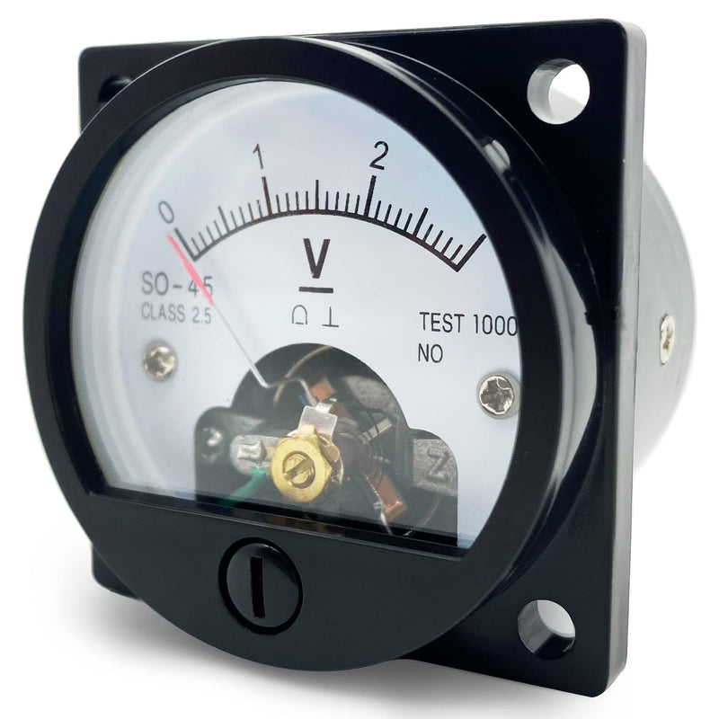 Analog Dial Panel Meter Voltmeter Gauge SO-45 DC 0-15V Round Current Measuring Ammeter, 1 Pcs DC0-15V