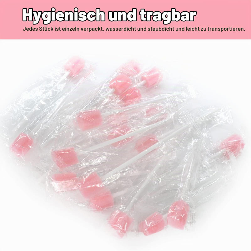 Mouth Sponges Sterile Dental Swabs, 100 Pieces Oral Care Sponge Swabs, Cleaning Mouth Swabs, Oral Hygiene Sponge, Mouth Care Swabs, Cotton Buds, Oral Care Sticks, Foam for Oral Hygiene, Pink