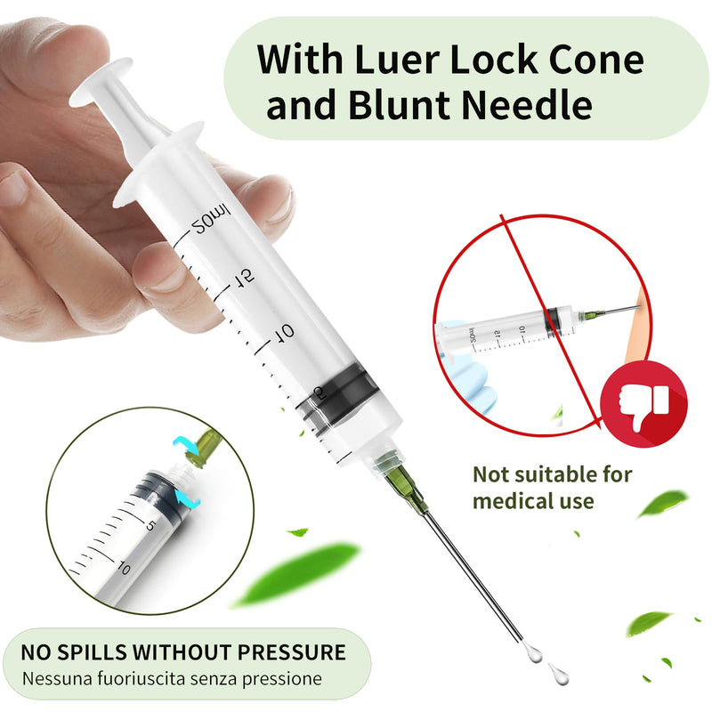 Pack of 5 Syringe Luer Lock 20ML, Plastic Syringe, Plastic Syringe Set with 14G Blunt Dispensing Needle and Cap, Plastic Syringe with Measurement, Feeding Syringe for Dispensing, Animal Feeding