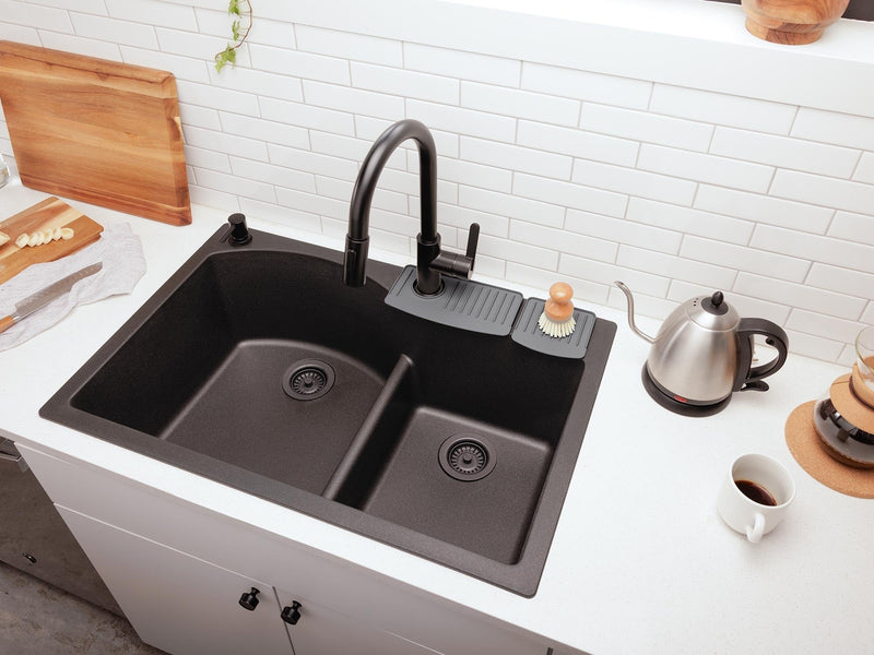 WeatherTech FaucetMat Duo - Protect Your Kitchen & Bathroom Countertops - Dark Grey/Slate Dark Gray