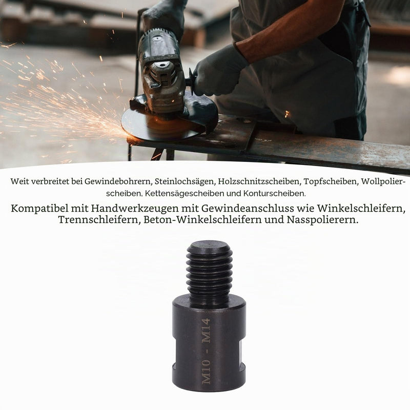 Pack of 2 Angle Grinder Thread Adapter, M10-M14 Angle Mill Adapter CRV Steel Female to Male Mill Wave Converter Interface Connection (M10 to M14) M10 to M14