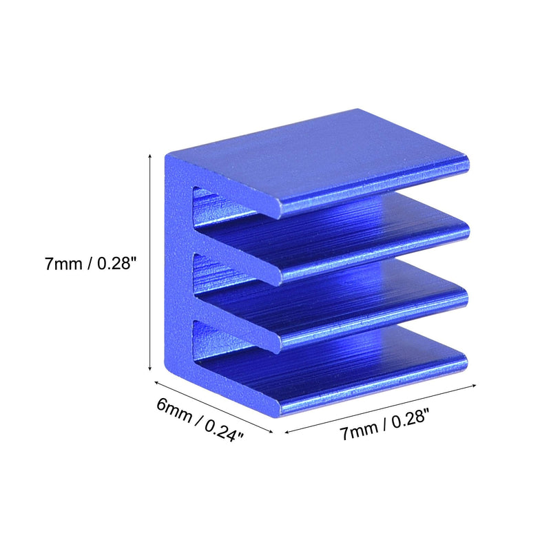 sourcing map 12pcs Heat Sink Thermal Self-Adhesive Electronics Cooler 7x7x6mm Blue