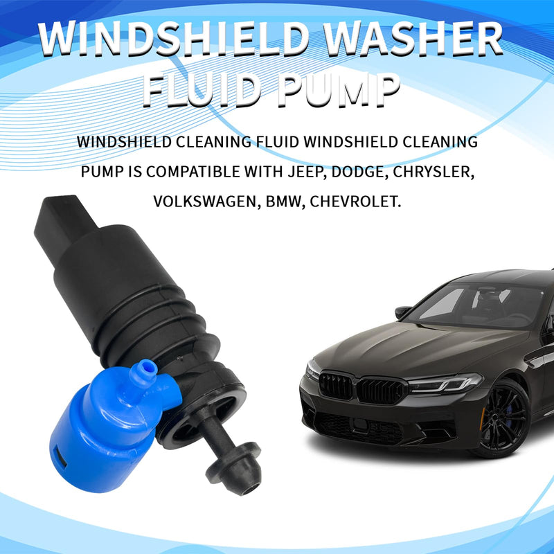 Windshield Wiper Pump Automotive Windshield Washer Pump Replacement, Windshield Washer Fluid Reservoir Windscreen Cleaning Pump for Jeep, Dodge, Chrysler, Chevy 8260A059 8260A021 8260A082 Blue