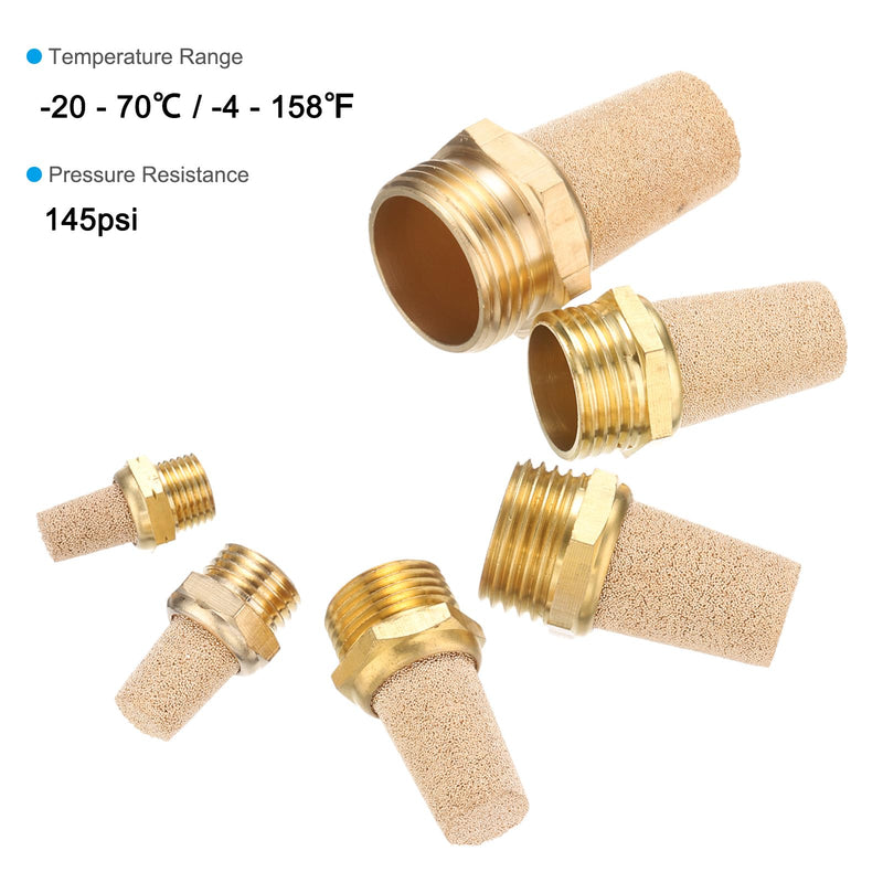 PATIKIL Pneumatic Silencer G 3/4, Pack of 2, Sintered Bronze Brass Air Compressor Exhaust Silencer Filter Air Solenoid Valve Silencer Suitable for, Golden