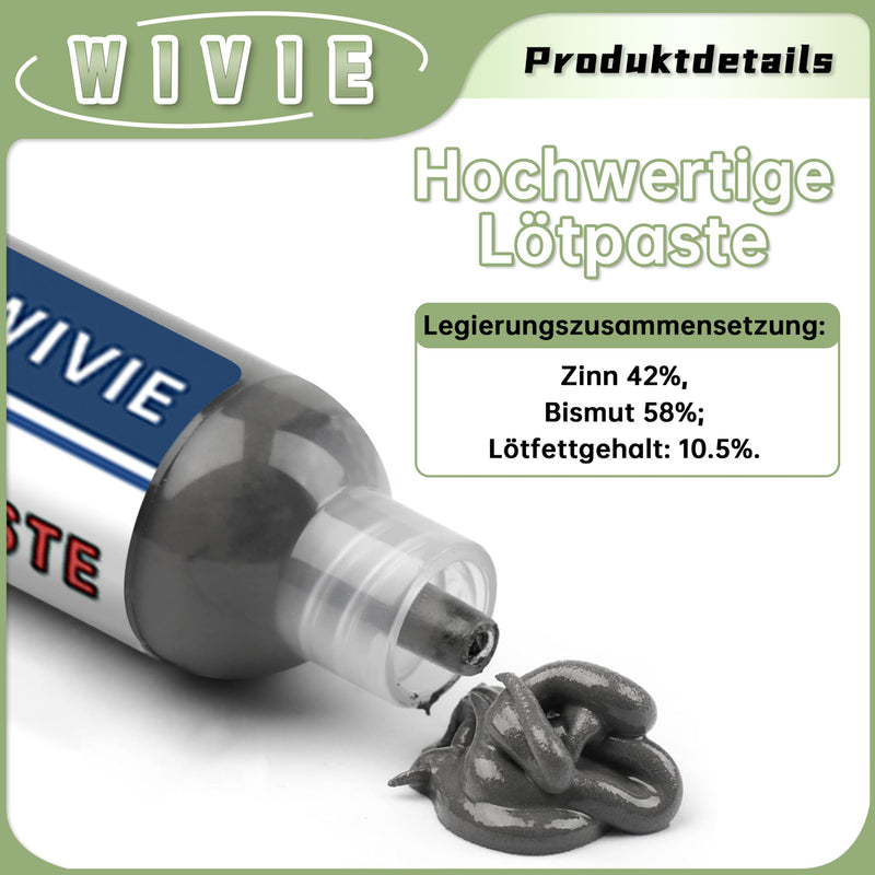Sn42/Bi58 T4 Lead-Free Solder Paste, No Cleaning Required, Melting Point 138℃, Supplied By WIVIE (40g) 40g