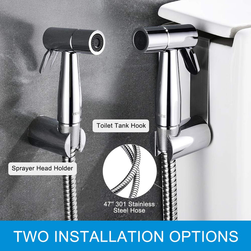 ABS Handheld Bidet Sprayer for Toilet,REWEE Chrome Plate Plastic Bidet Attachment for Toilet,Cloth Diaper Bidet Toilet Sprayer,Toilet Bidet Set Cleaning Hygiene shutoff