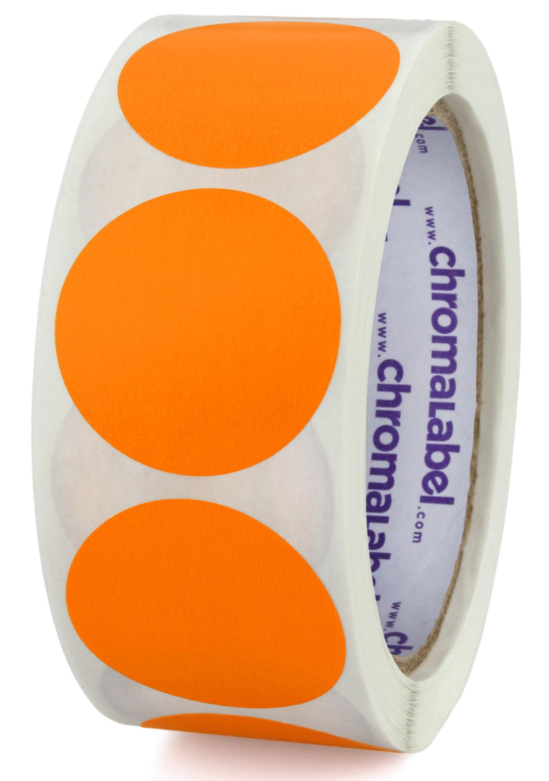 ChromaLabel 1.50 Inch Round Label Removable Color Code Dot Stickers, Inventory Label, 500 Labels per Roll, Orange