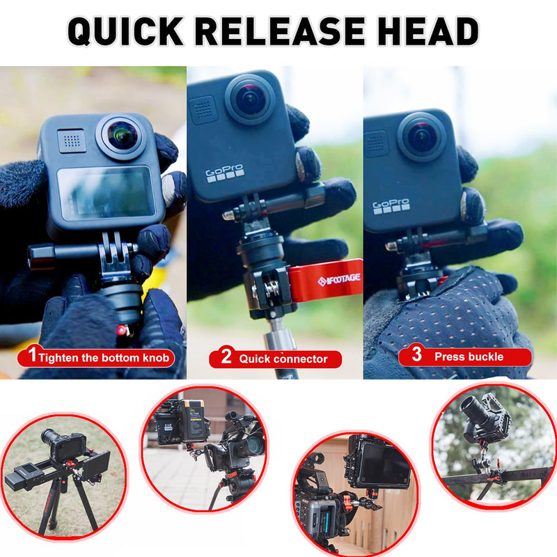 IFOOTAGE Magic Arm Clamp MA3-4, 7 Inches Adjustable Friction Power Articulating Magic Arm with 1/4" and 3/8" Thread Screw for DSLR Camera Rig/LCD Monitor/LED Lights 7inch