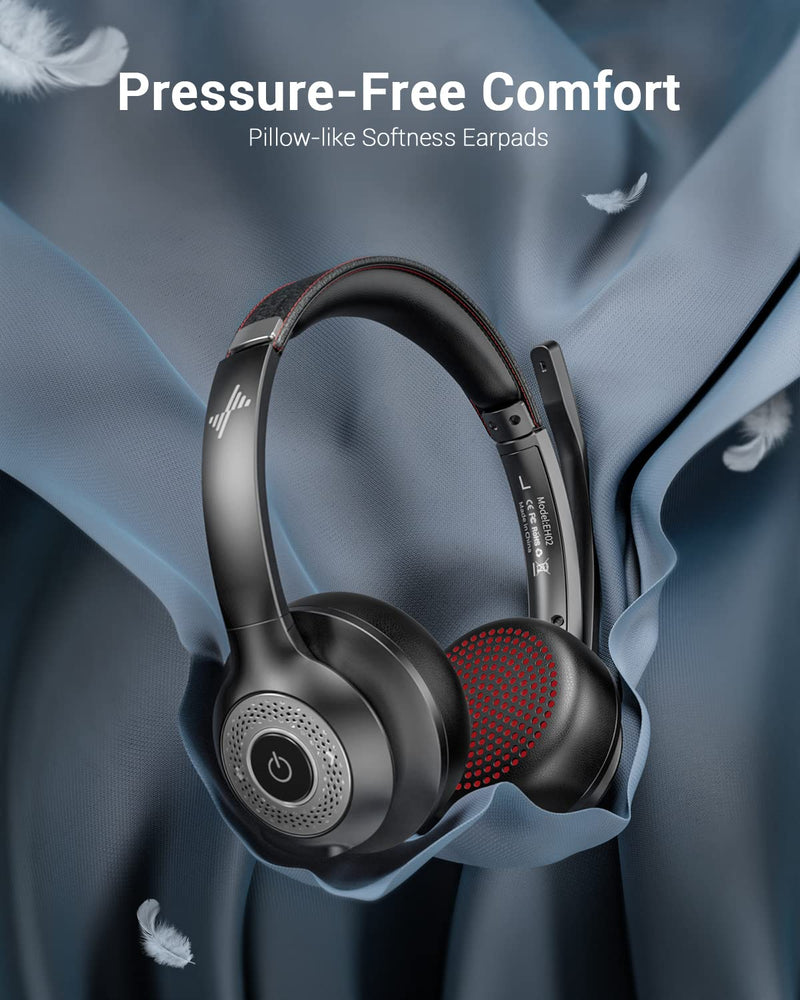 Bluetooth Headset with Microphone, Wireless Headphones with ENC Noise Cancelling mic Mute V5.2 On-Ear Wired for Laptop/iPhone/Android/Cell Phones/Computer/Zoom/Skype Bluetooth