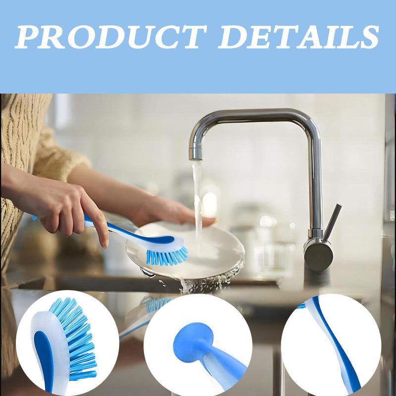 Washing Up Brush with Handle, 3-Piece Cleaning Brush with Extended Handle, Soft Dish Scrubber, Scrubbing Brush for Dishes, Washing Brush, Bathtub for Sinks Pans Sink Cleaning