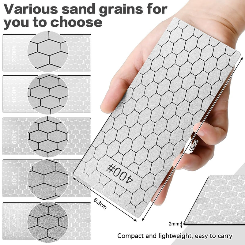 5 x Diamond Whetstones 200/400/600/1000/2000 | Diamond Knife Sharpener Sharpening Stone Plate Diamond Plates Chef's Knife Grinding for Kitchen Appliances and Outdoor Use