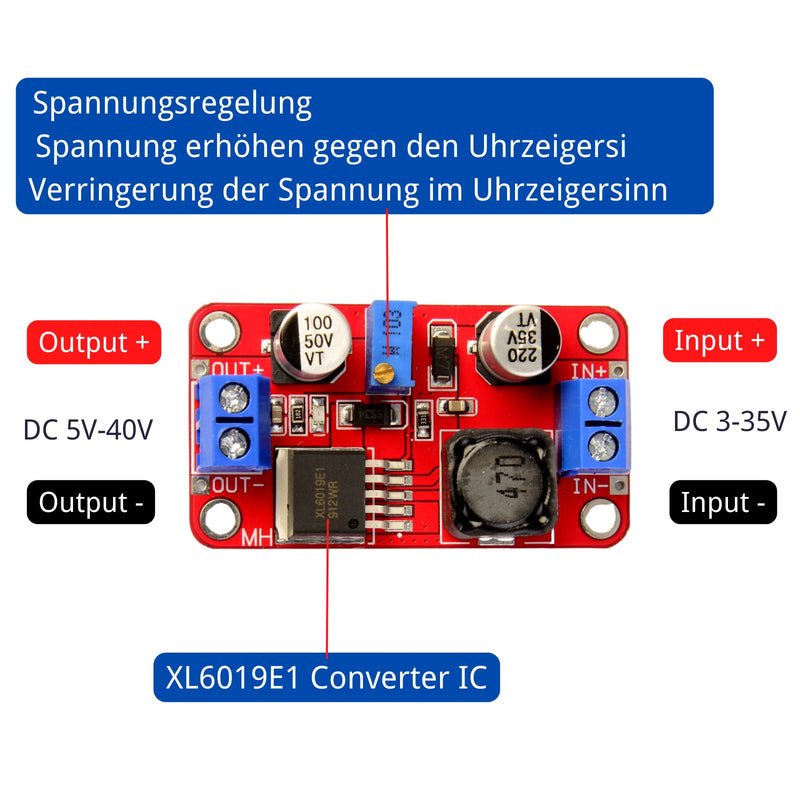LAOMAO DC-DC Step Up Converter DC 3V-35V to 5V-40V Adjustable Output Voltage Boost Converter Power Supply Adapter Power Adapter Module (3 Pack)