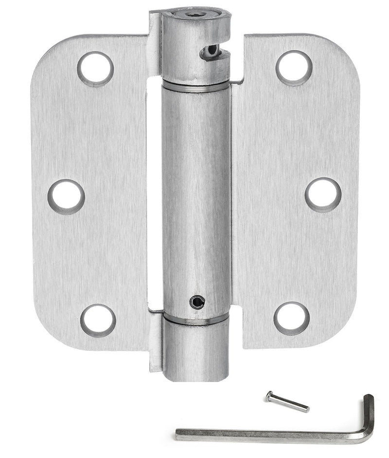 Dynasty Hardware 3-1/2" x 3-1/2" Mortise Spring Hinge with 5/8" Radius Corners, Satin Nickel - Pack of 2 Hinges