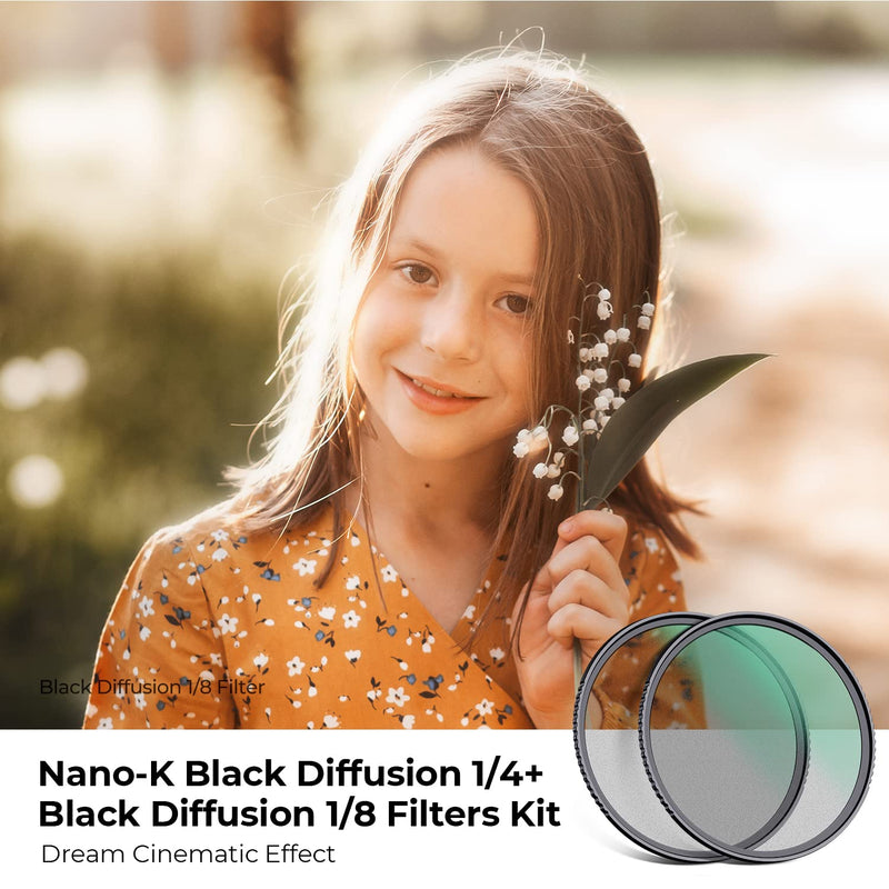 K&F Concept 82mm Black Diffusion 1/4 & 1/8 Filters Kit Mist Cinematic Effect Filters Set with Multi-Layer Coated for Camera Lens - K Series