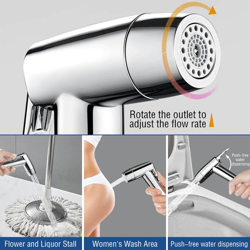 Handheld Bidet Sprayer Toilet Bathroom with Spring Hose Wall BracketSet, Closestool, Squatting Pan, Water Flower, Floor Cleaning Cloth Diaper for Bathroom Hygiene