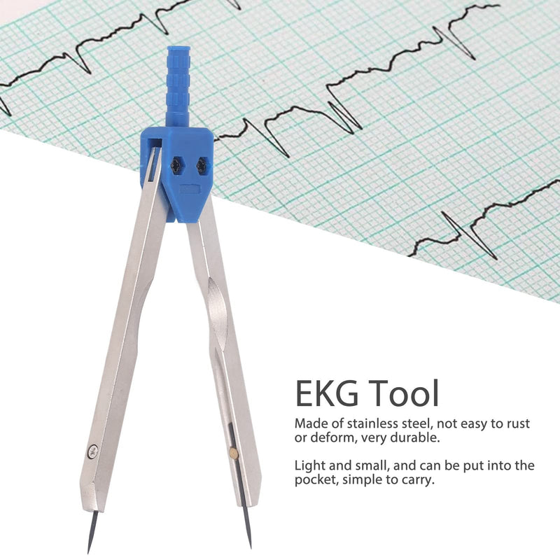 Medical Vernier Caliper, ECG Caliper, 0-2.4 Inch Stainless Steel Measuring Ruler, ECG Divider, Ruler, Measuring Tool for Measurement, Nursing, Measuring Electrocardiographs with Adjustable Screws (Blue) blue