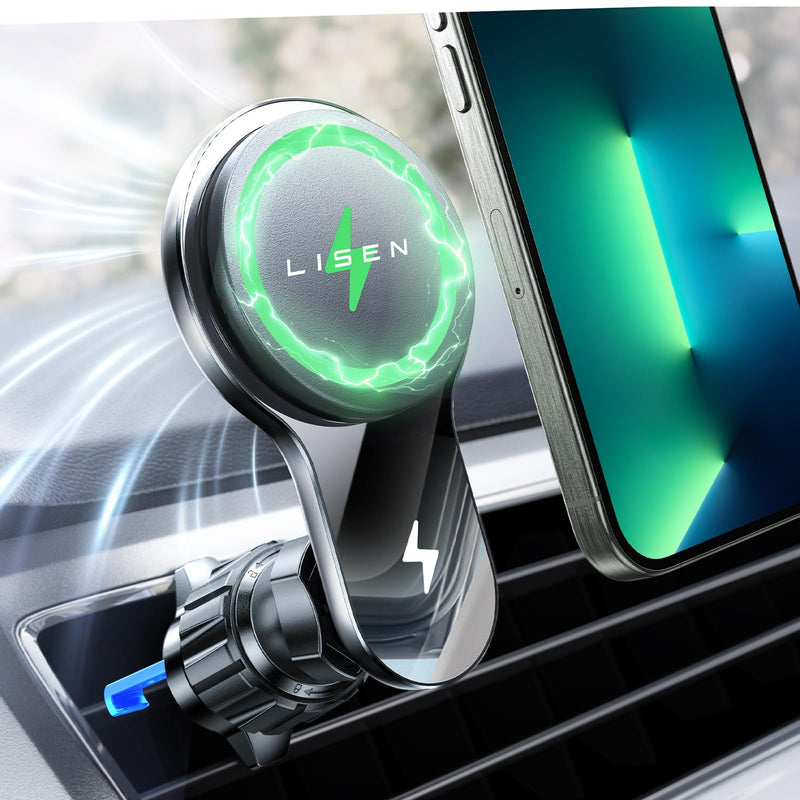 LISEN for 15w Magsafe Fan Car Vent Mount Charger, for iPhone 16 Wireless Magnetic Car Phone Holder Mount Cooling, Phone CPU Cooler Car Refrigerator Fit for iPhone 16 15 Pro Max 14 13 12 Cases Android