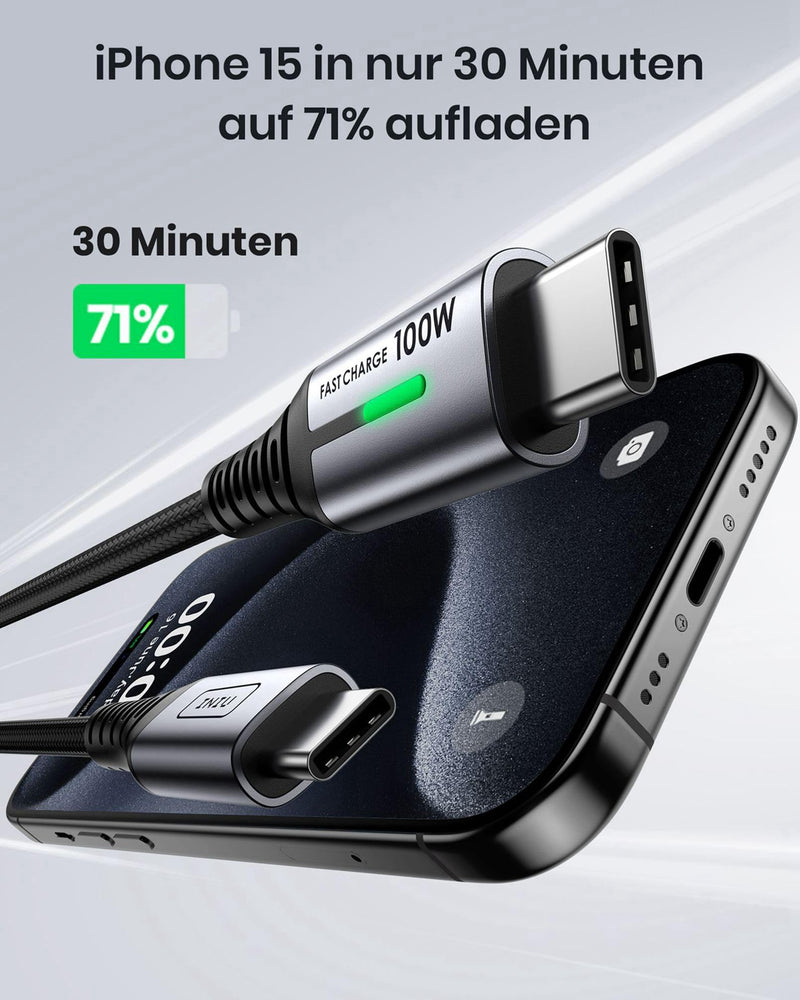 INIU USB C cable, 100W [2m] 5A PD QC 4.0 fast charging cable USB C to USB C cable, nylon braided charging cable USB C charger USB-C for iPhone 15 Samsung S21 Note 10 iPad MacBook tablets. 2m