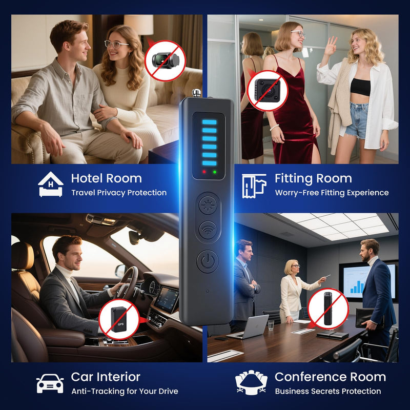 Hidden Camera Detectors - 2025 Advanced Camera Detector, Hidden Device GPS Detector, Bug Detector, Camera Detector for Hotels, Travel, Office, 5 Levels Sensitivity (Black) Black