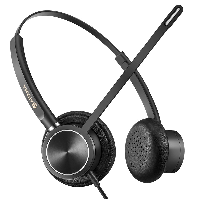 Arama 2024 Upgraded USB Headset with Microphone Noise Cancelling & in-line Controls, Computer Headset with Microphone for Laptop PC Home Office Online Class Skype Zoom Clear Chat
