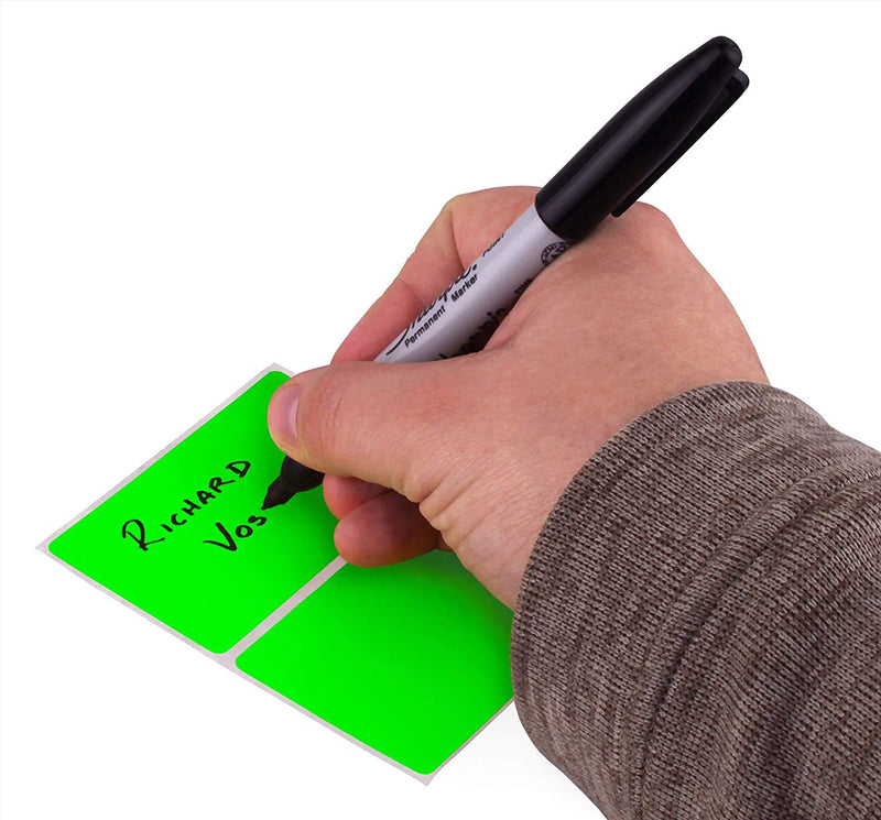 ChromaLabel 2 x 3 inch Permanent Color Code Rectangle Labels, 250 Stickers per Roll, Fluorescent Green