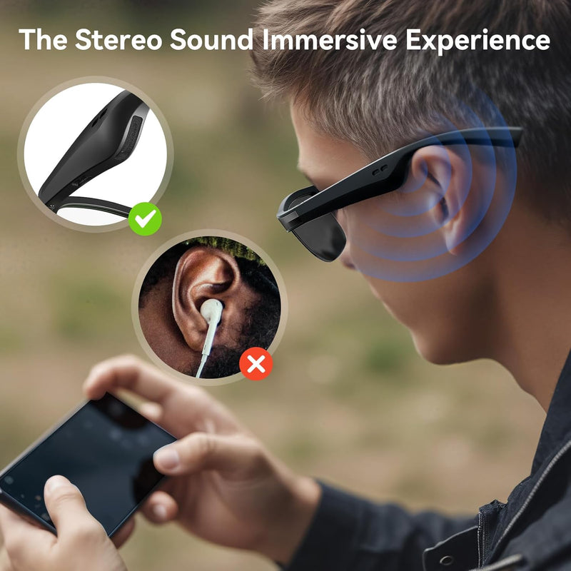 Smart Sunglasses, Polarized Sunglasses with Bluetooth Speaker, Driving/Sports/Outdoor UV Protection, Fashionable Item, Versatile Black, Unisex.