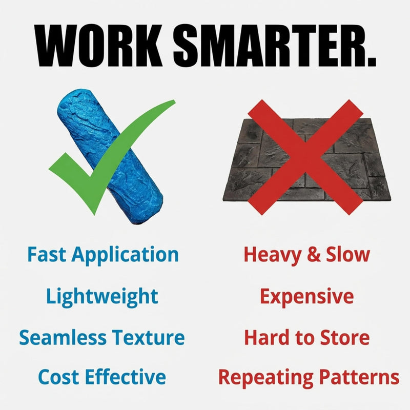 The Original Weathered Flagstone, Concrete Roller Stamp, Stone Texture Roller, Concrete Roller Stamp, and Masonry Form, for decorative concrete patios, driveways, walkways, water features, etc. by SBC WeatheredFlagstone