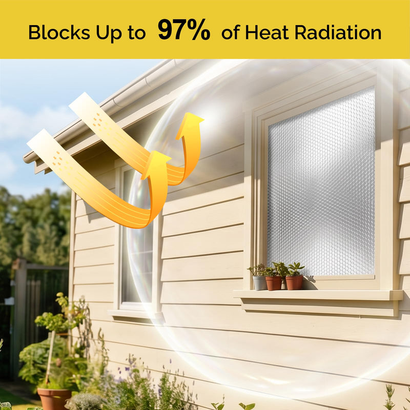 fowong Reflective Window Insulation Roll, 59"x99" Window Insulation Kit for Winter, Thermal RV Reflcetive Aluminum Foil Bubble Heat Shield Radiant Barrier for Garage, Roof, Attic 59" x 99" X 3mm
