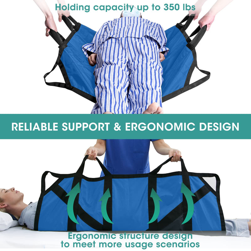 45" x 36" Positioning Bed Pad with Handles Washable Draw Sheets for Hospital Bed Ridden Patient Clothes Waterproof Glide Sheets for Patients Moving Pad for Lifting &Transfer Sheet, Light Blue 45" X 36"