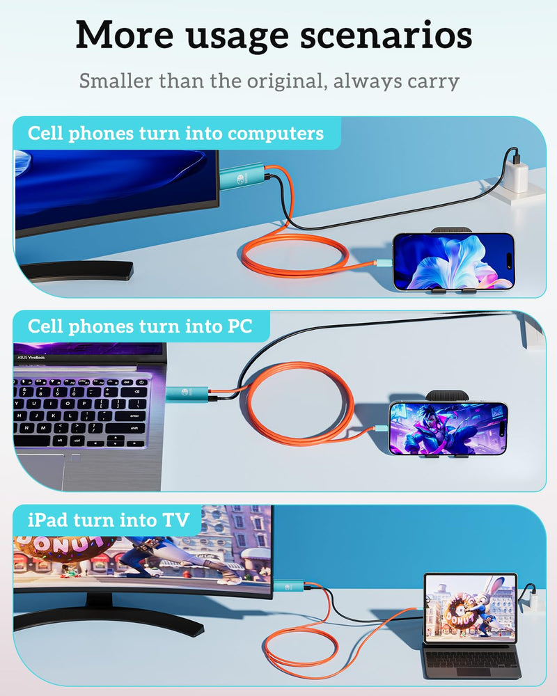 TV Dock HDMI Cable for Switch 2, USB-C to HDMI 2.0 Docking Station Replacement for Nintend0 Switch 2/Switch/OLED, Portable 4K 60Hz Travel Adapter Cord with 100W PD Charging While Playing