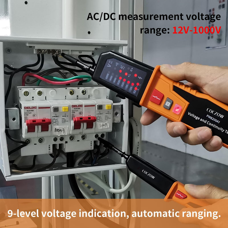 Voltage Tester, Continuity Tester, Automatic Range 12V ~ 1000V, IP65 Multifunctional Comprehensive Electrical Tester, Can Measure AC/DC Voltage, Phase Sequence, Continuity, RCD, Battery-Free PM8200A1