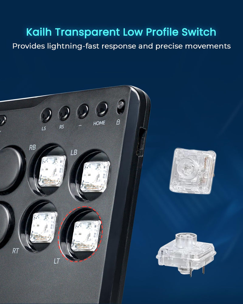 JZW-Shop Arcade Stick P12, All-Button Arcade Controller for Switch, PC, PS4, PS3, Steam Deck, Arcade Fight Stick with Turbo & Custom RGB, Supports Hot-Swap & SOCD