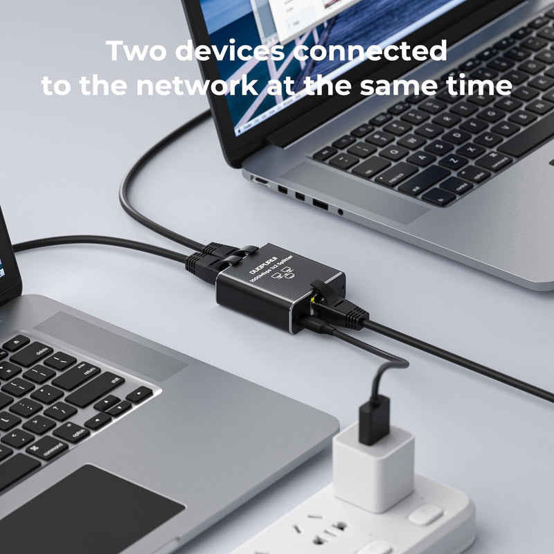 Ethernet Splitter 1 to 2,1000Mbps High Speed Network Splitter,LAN Splitter 2 Port with USB Power Cable,for Cat 5/5e/6/7/8 Cable [2 Devices Simultaneous Networking] (Ethernet Splitter 1 to 2) Ethernet Splitter 1 to 2