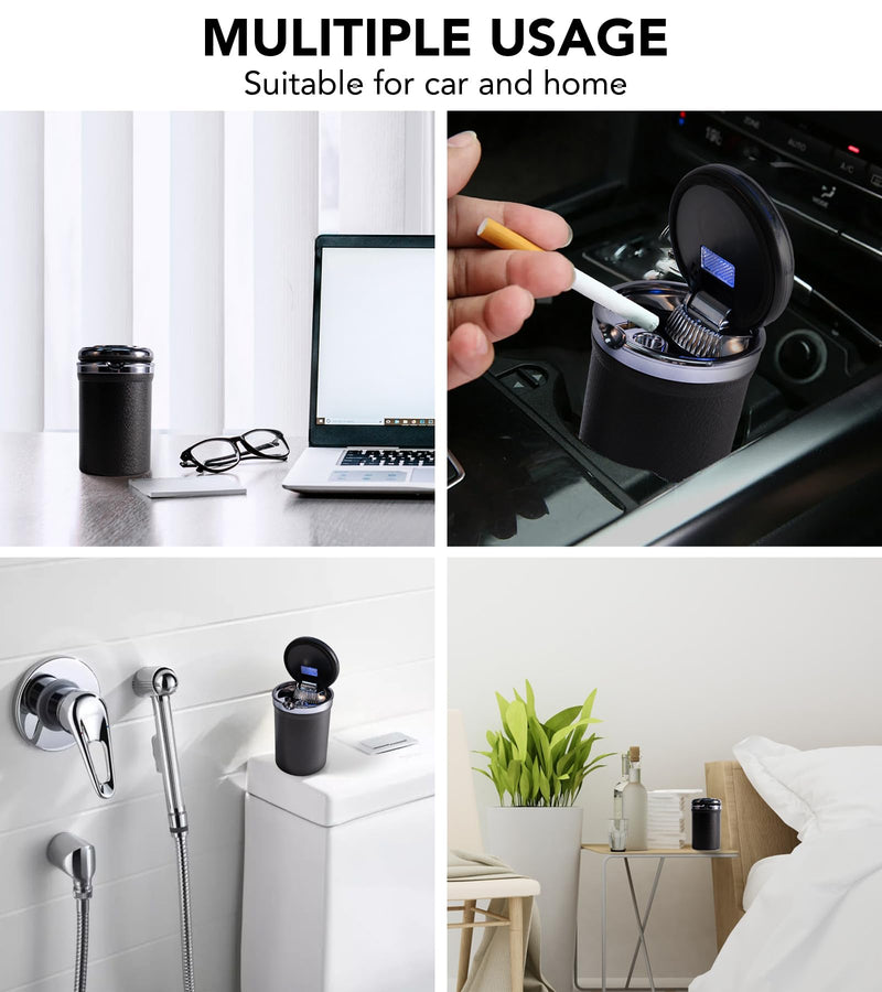 Car Ashtray with Lid Auto Ashtray LED Easy Clean Up Detachable Ashtray Tall