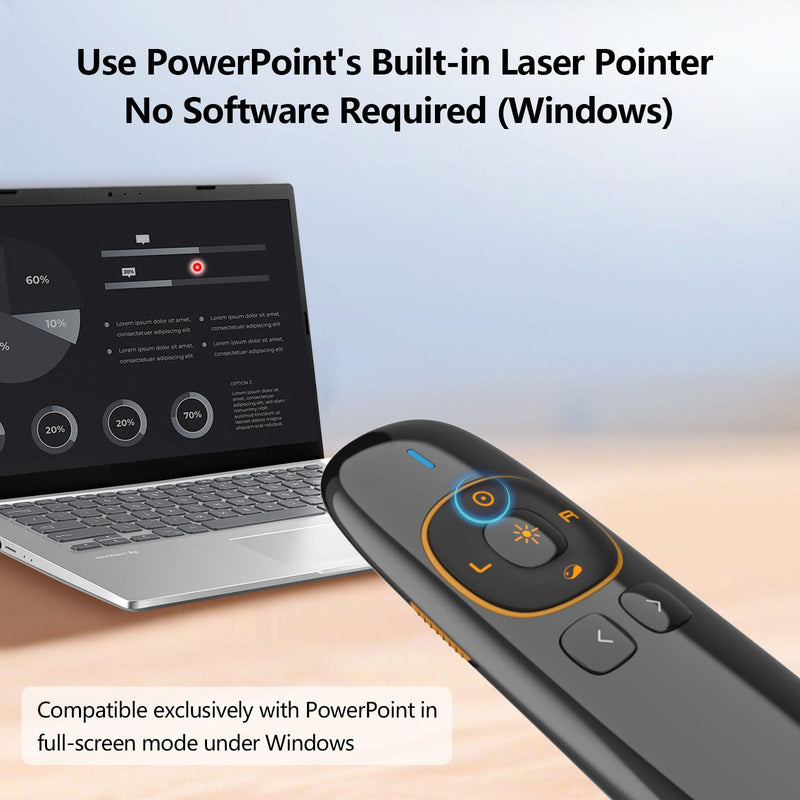 Norwii N86s Ergonomic Wireless Presenter Clicker for LED LCD TV Screen with Digital Pointer, Air Mouse Presentation Clicker for PowerPoint, Presenter clicker with Highlighting Magnify -50M