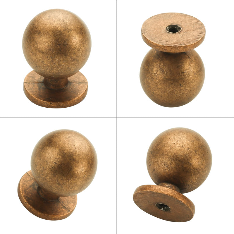 9BUILD 10 Pack 1.2 Inch Antique Brass Round Drawer Knobs - Vintage & Retro Dresser & Cabinet Knobs