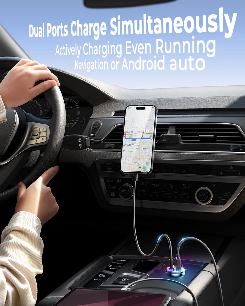 【Upgrade】90W USB C Car Charger Super Fast Charging, [PD45W & QC45W] Cigarette Lighter Car Charger Adapter [Flush Fit][All Metal][Not Distracted LED],for iPhone 15 14 Pro Max Plus iPad Samsung S24 S23