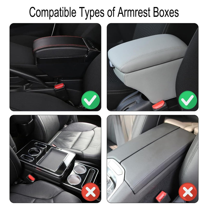 Car Center Console Cover Leather Armrest Cover Cushion with 2 Storage Bags Universal Car Armrest Seat Box Pad Car Interior Accessories Protector for Most Vehicle (Black line) black line